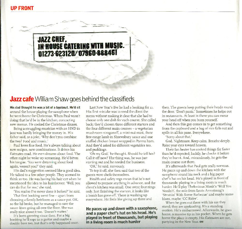 Scan of Jazz Chef Observer article